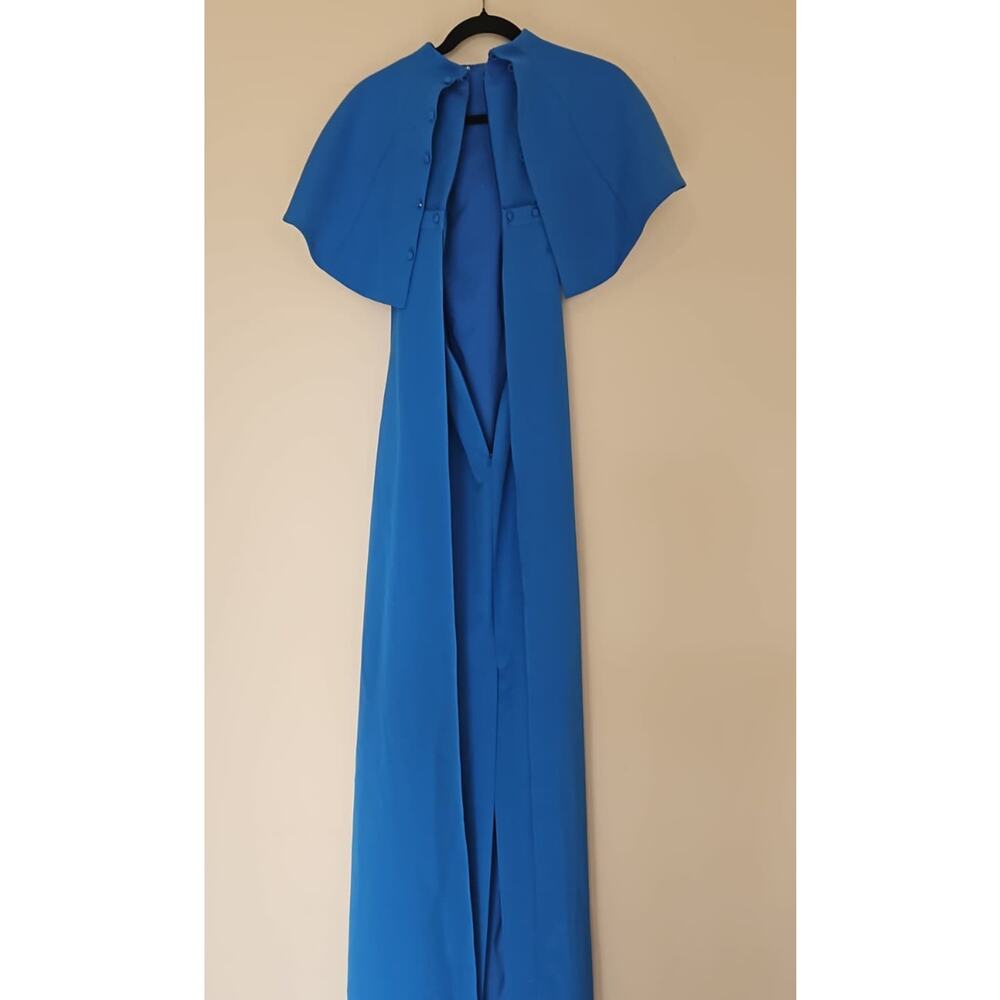 Teri Jon Cape Column Gown in Crepe – Size 2 - Picture 4 of 5
